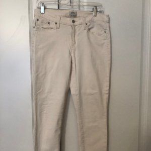 J Crew Women's toothpick jeans. Creme colored. Size 29